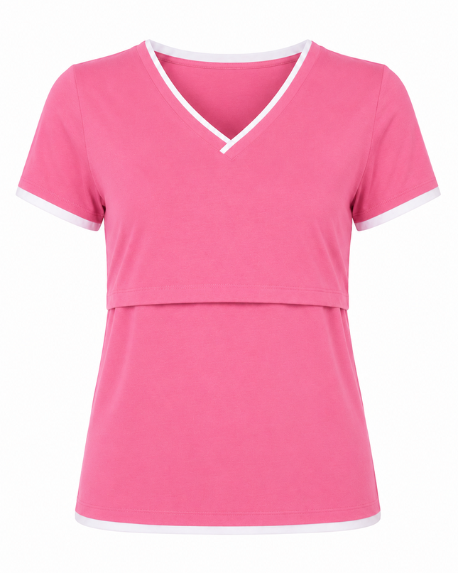 Blusa de Lactancia Doble V. Fresa liso