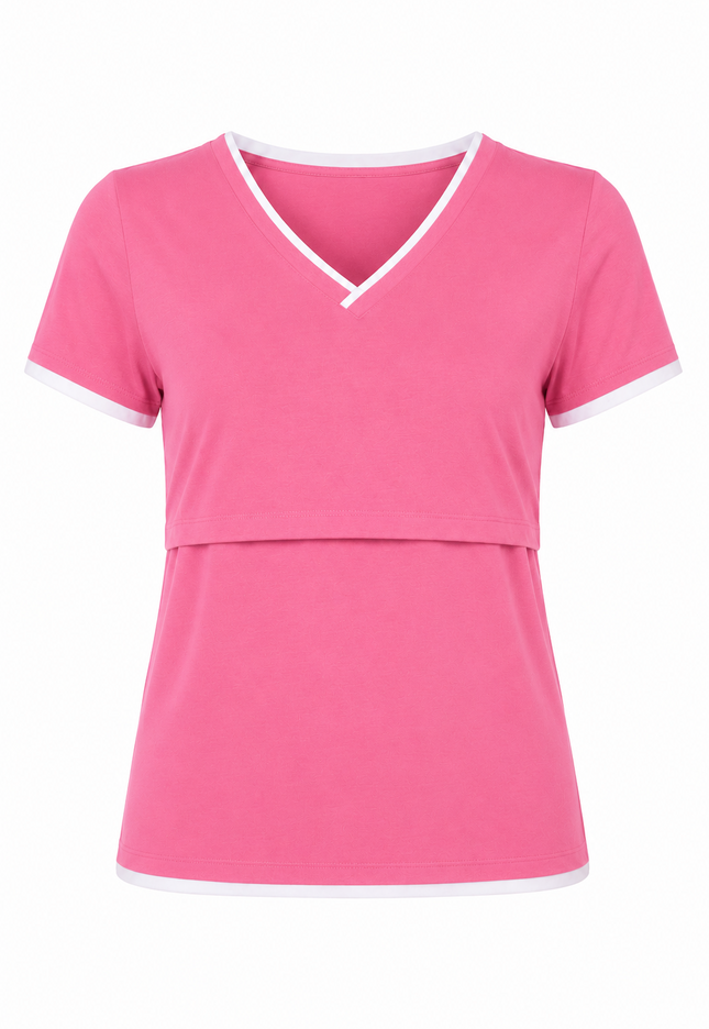 Blusa de Lactancia Doble V. Fresa liso