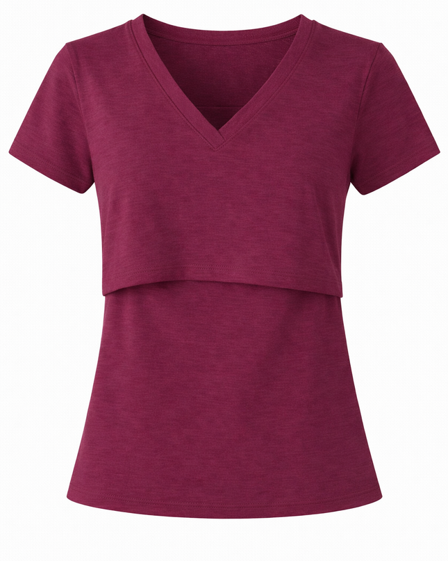 Blusa Lactancia cuello V algodón. Vino