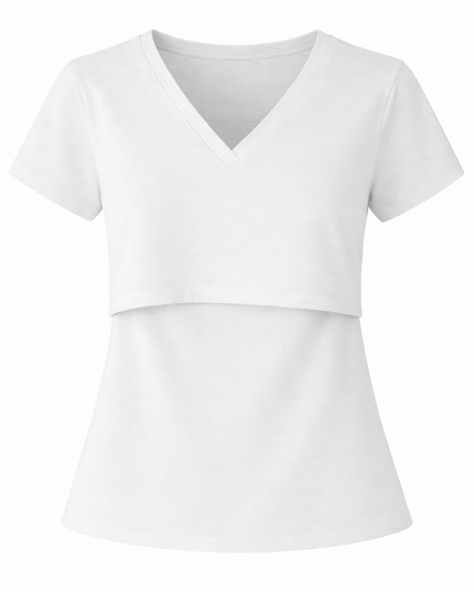 Blusa Lactancia cuello V algodón. Blanco