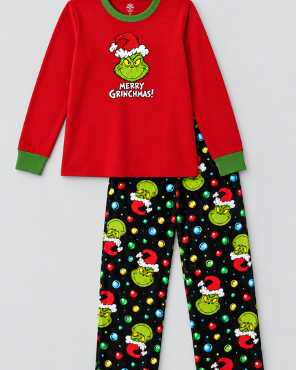Pijama Cálida Flanel. Caballero Grinchy esferas