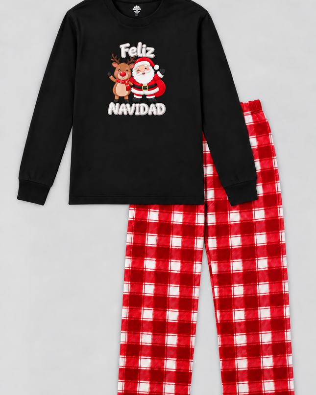Pijama Cálida Flanel. Dama Santa y Reno