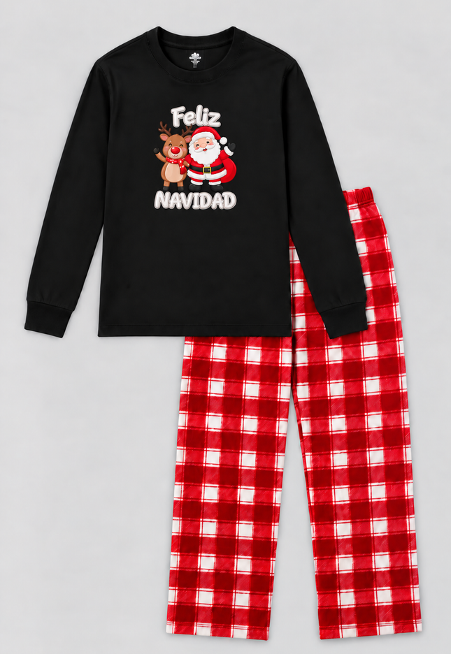 Pijama Cálida Flanel. Dama Santa y Reno