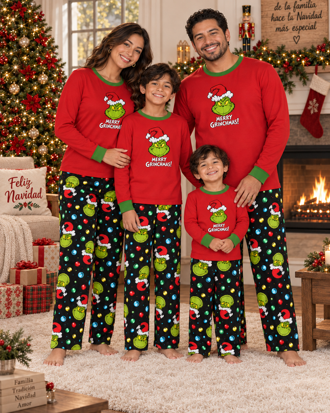 Pijama Cálida Flanel. Caballero Grinchy esferas