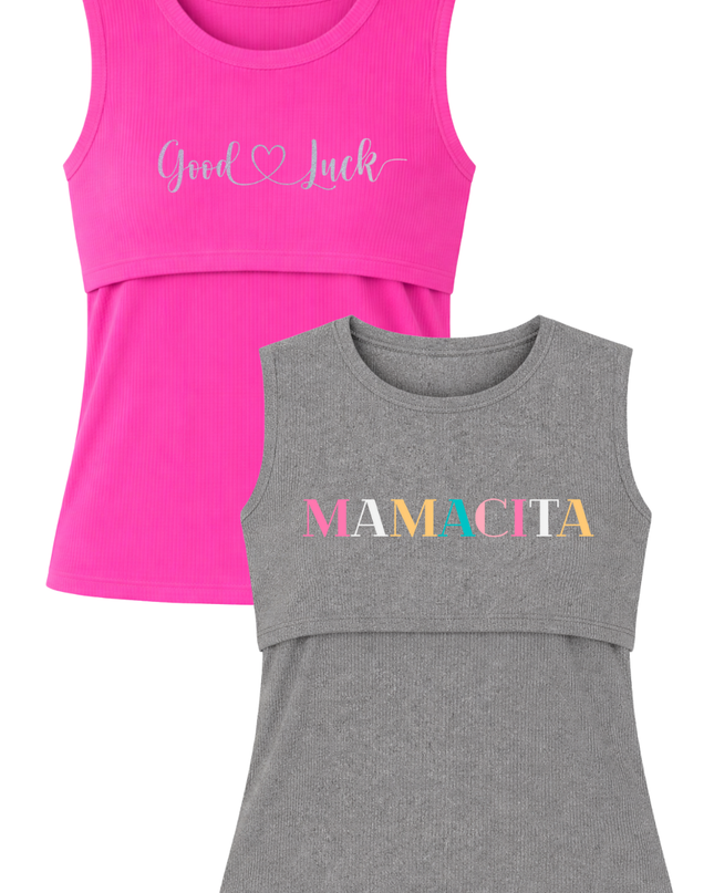 Pack 2 Blusa Lactancia sin manga rib. Pink/Gray