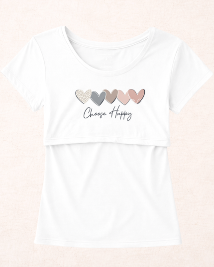 Blusa maternidad-lactancia mc estampada. Choose happy
