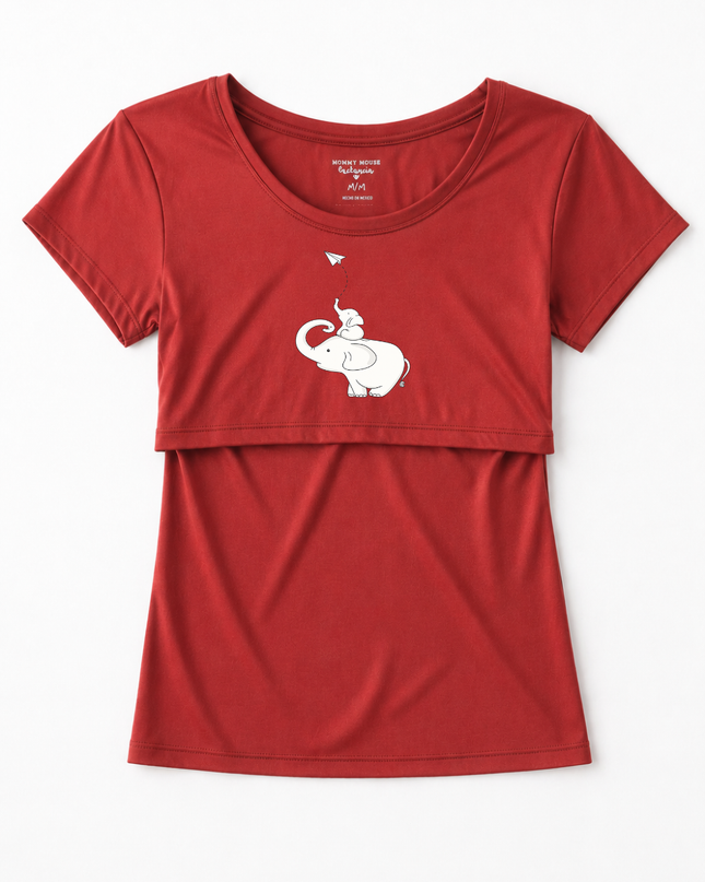 Blusa lactancia estampada. Elefantitos