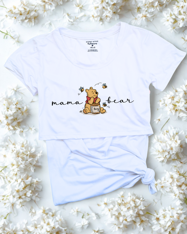 Blusa maternidad-lactancia mc estampada. Mama bear winnie