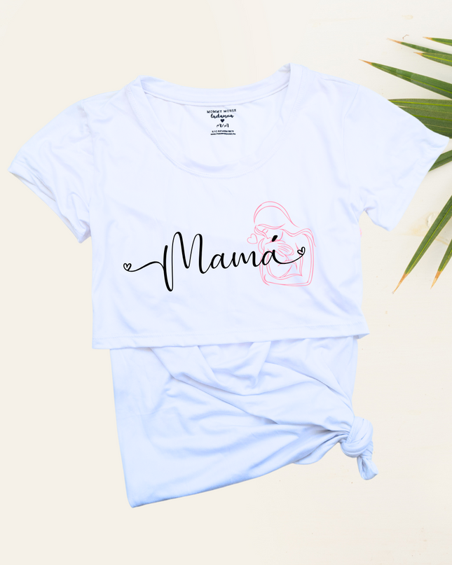Blusa maternidad-lactancia mc estampada. Mamá y bebé filos