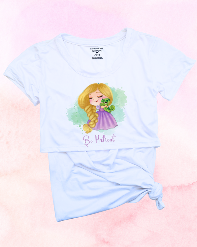 Blusa maternidad-lactancia mc estampada. Baby Rapunzel