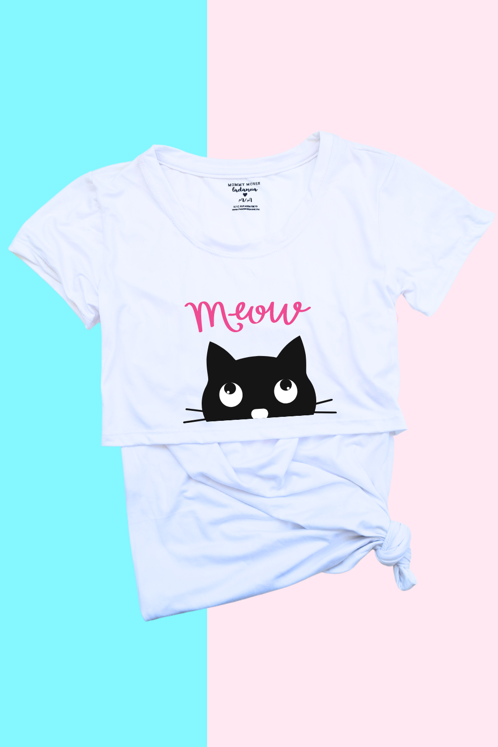 Blusa maternidad-lactancia mc estampada. Meow gatito