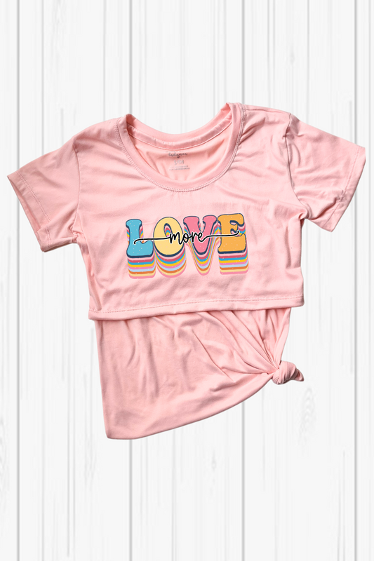 Blusa maternidad-lactancia mc estampada. Love More rosa