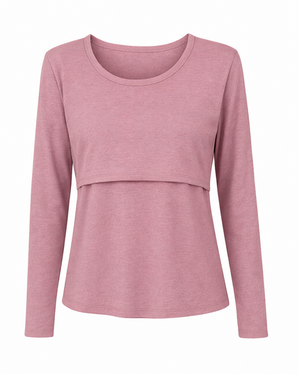 Blusa lactancia Manga Larga. Palo de rosa