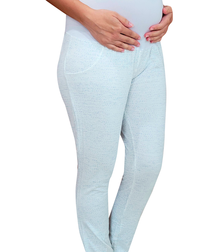 Pantalón de descanso maternidad. Blanco puntos