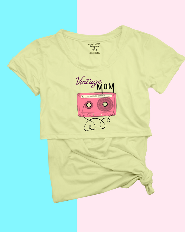 Blusa maternidad-lactancia mc estampada. Vintage mom