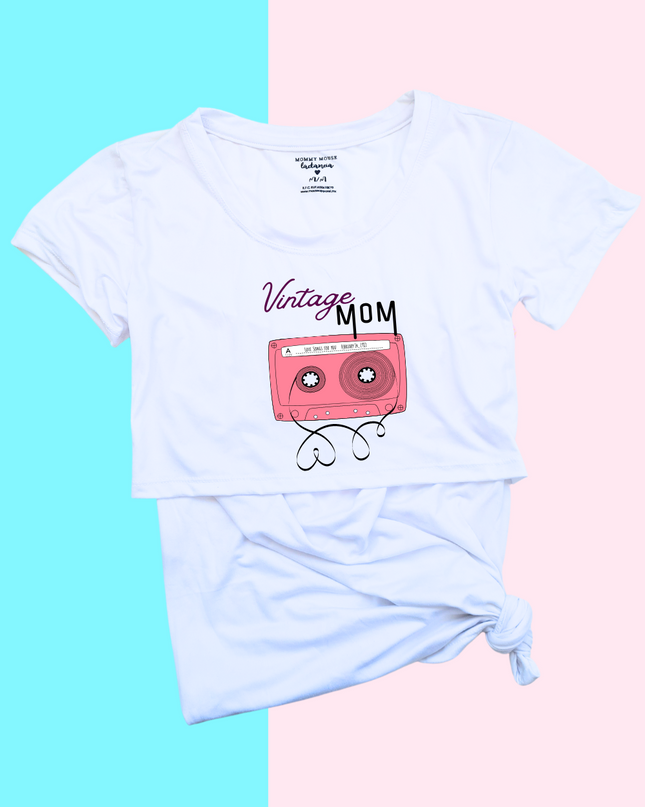 Blusa maternidad-lactancia mc estampada. Vintage mom