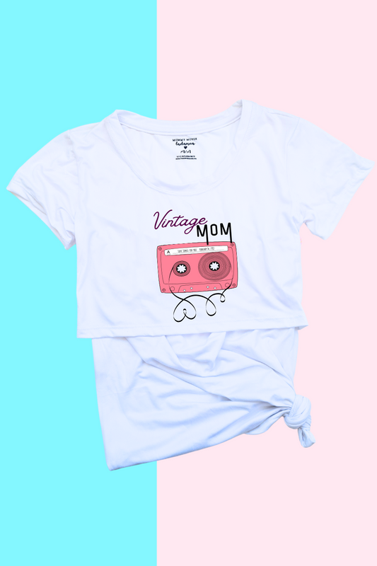 Blusa maternidad-lactancia mc estampada. Vintage mom