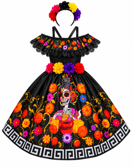 Vestido Kahlo Catrina. 3 a 12 años
