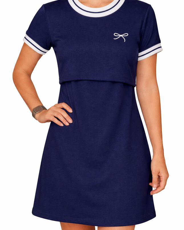 Vestido cuello deportivo Lactancia. Marino