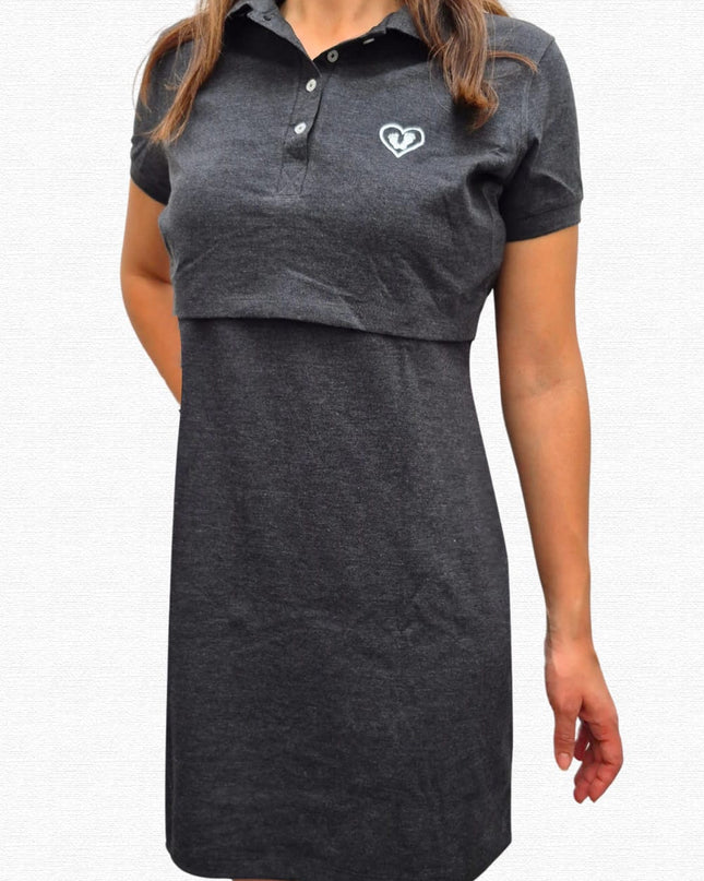 Vestido tipo polo maternidad-lactancia. Oxford