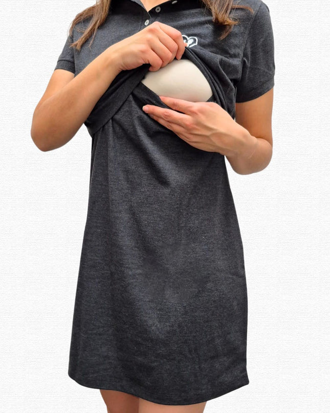 Vestido tipo polo maternidad-lactancia. Oxford