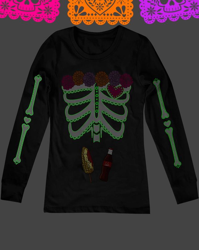 Playera Dama ML. Catrina Refresco y elote