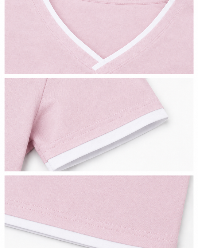 Blusa de Lactancia Doble V. Rosa Liso