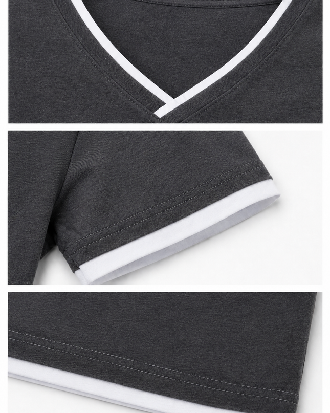 Blusa de Lactancia Doble V. Gris liso