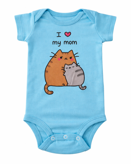 Pañalero Manga Corta Unisex. I love mom gatitos