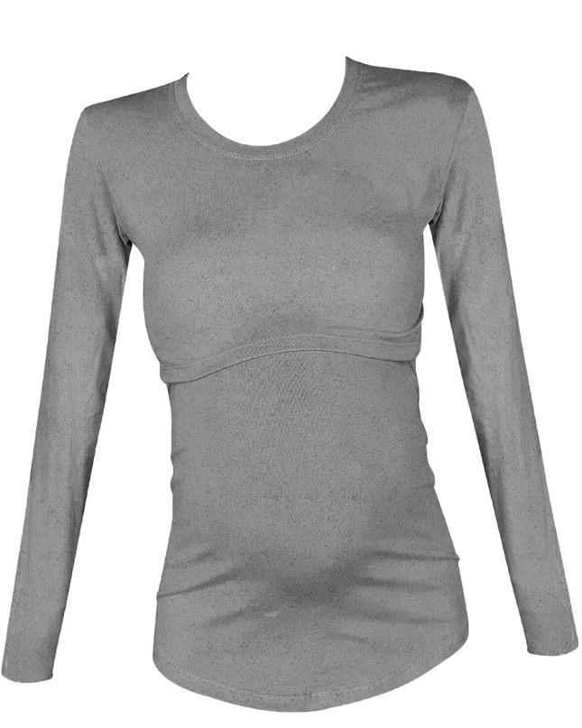 Blusa maternidad-lactancia Manga Larga. Gris jaspe