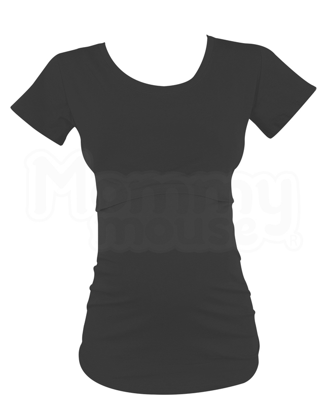 Blusa maternidad-lactancia manga corta. Negro