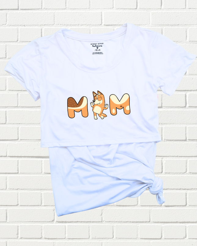 Blusa maternidad-lactancia mc estampada. Mom dog