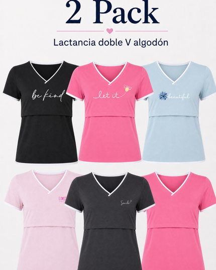Pack 2. Lactancia Doble V Algodón.