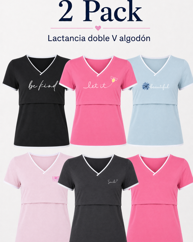 Pack 2. Lactancia Doble V Algodón.