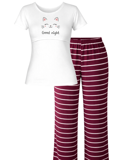 Pijama lactancia mc. Good night gatita