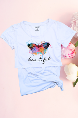 Blusa maternidad-lactancia mc estampada. Beautiful Butterfly