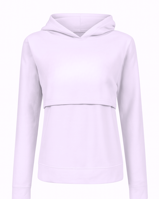 Sudadera ligera capucha lisa Lactancia. Blanco lavanda