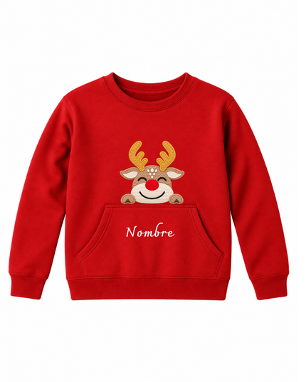 Sudadera afelpada Kids 2 a 12 años. Reno nombre