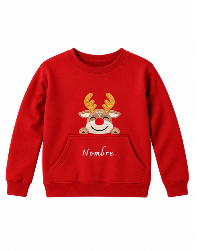 Sudadera afelpada Kids 2 a 12 años. Reno nombre