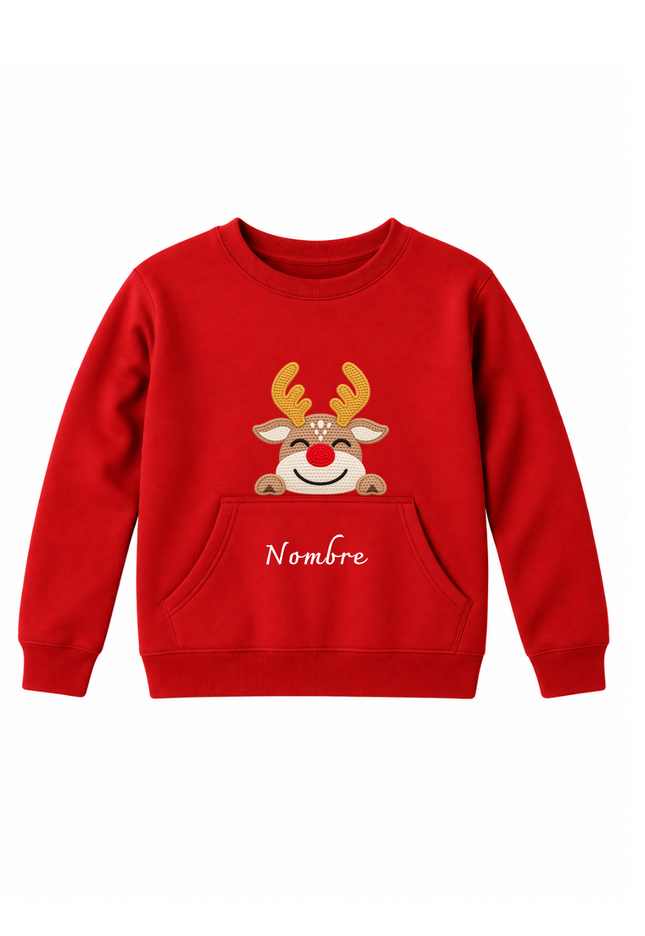 Sudadera afelpada Kids 2 a 12 años. Reno nombre