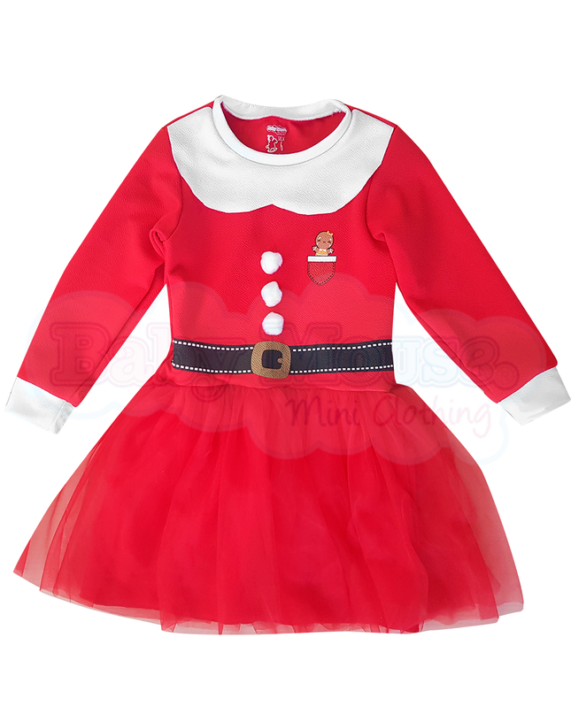 Vestido Santa pompón 3 meses a 6 Años