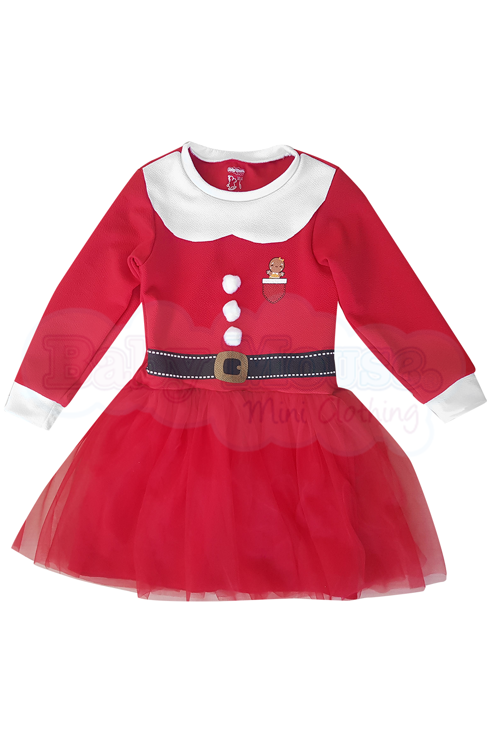 Vestido Santa pompón 3 meses a 6 Años