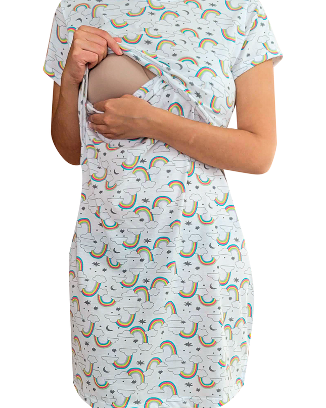 Camisón Pijama maternidad-lactancia. Arcoiris
