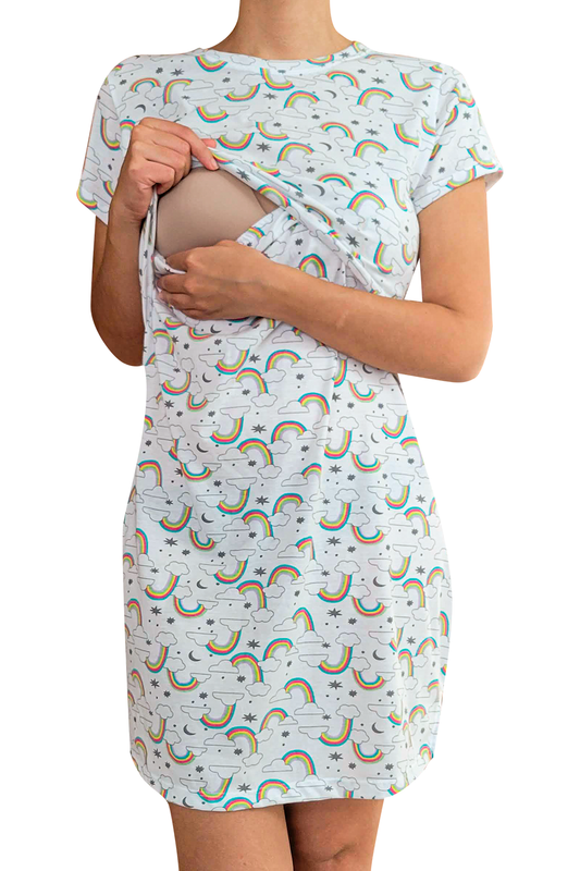 Camisón Pijama maternidad-lactancia. Arcoiris