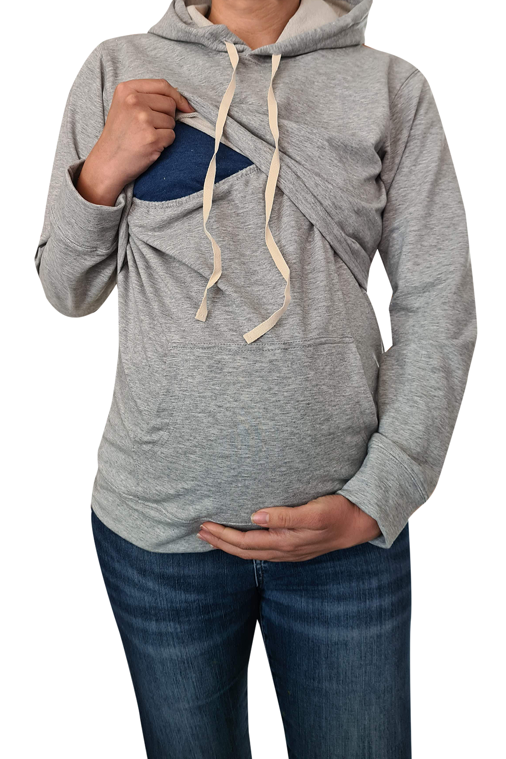Sudadera De Lactancia Para Mujer | Algodón De Invierno, Manga Larga, Con Capucha Y Bolsillos | Incluye Bufanda | Embarazo Y Lactancia