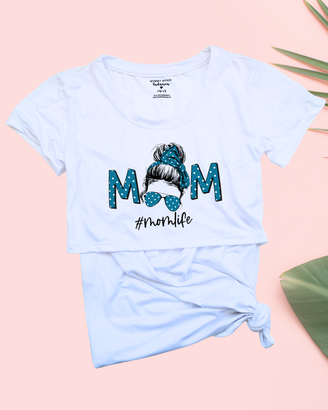 Blusa maternidad-lactancia mc estampada. #MOM LIFE