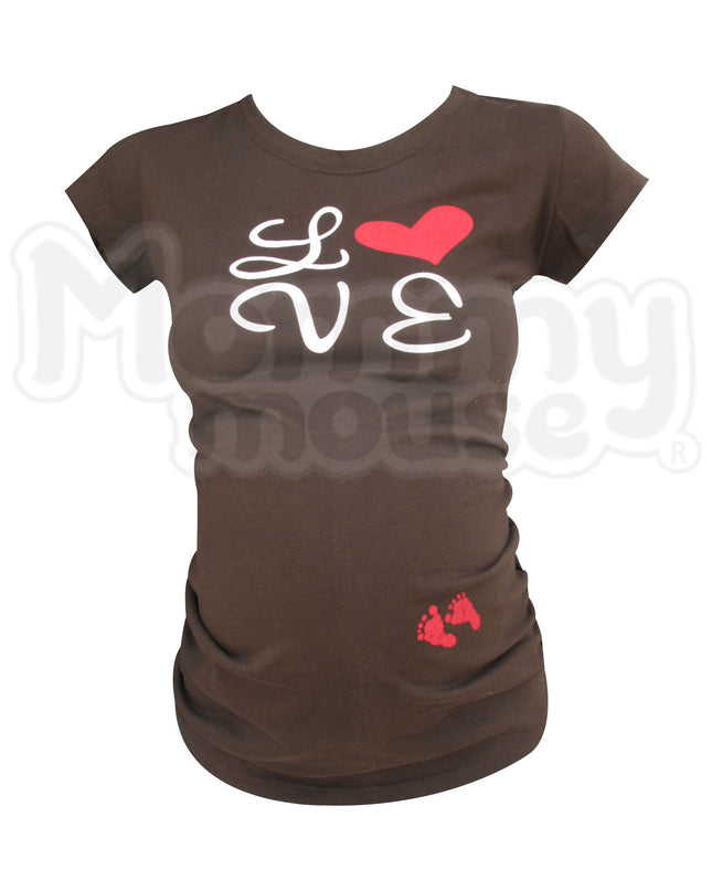 Blusa Maternidad Básica Manga corta.  Love piesitos rojos.