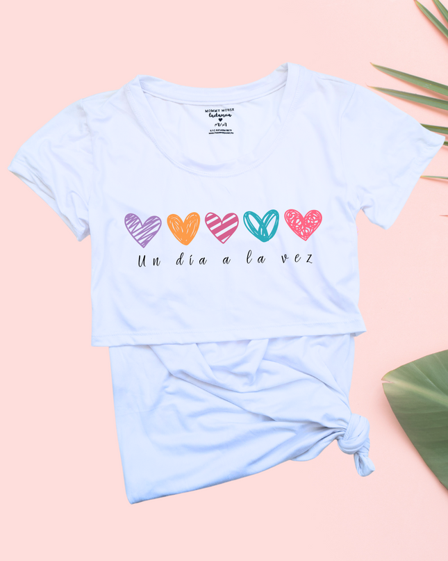 Blusa maternidad-lactancia mc estampada. Un día a la vez