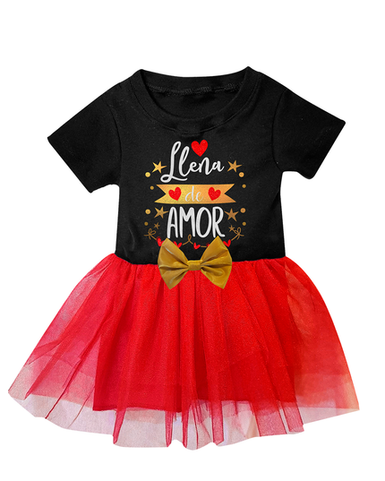 Vestido manga corta Llena de amor. 3 meses a 6 Años