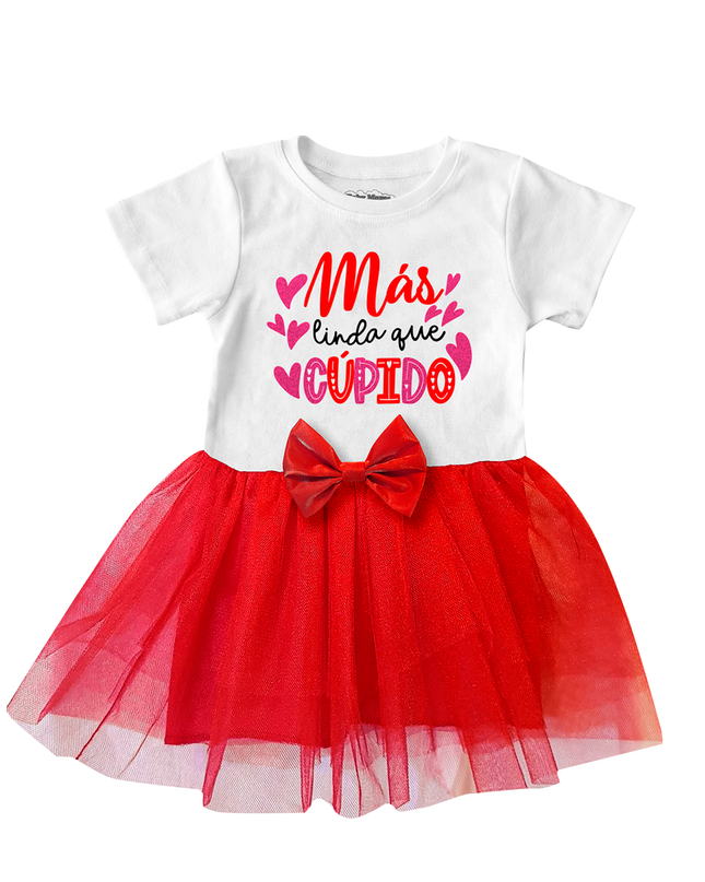 Vestido manga corta Más linda que cupido. 3 meses a 6 Años